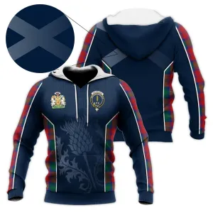 Auchinleck (Affleck) Tartan Knitted Hoodie with Family Crest and Scottish Thistle Vibes Sport Style