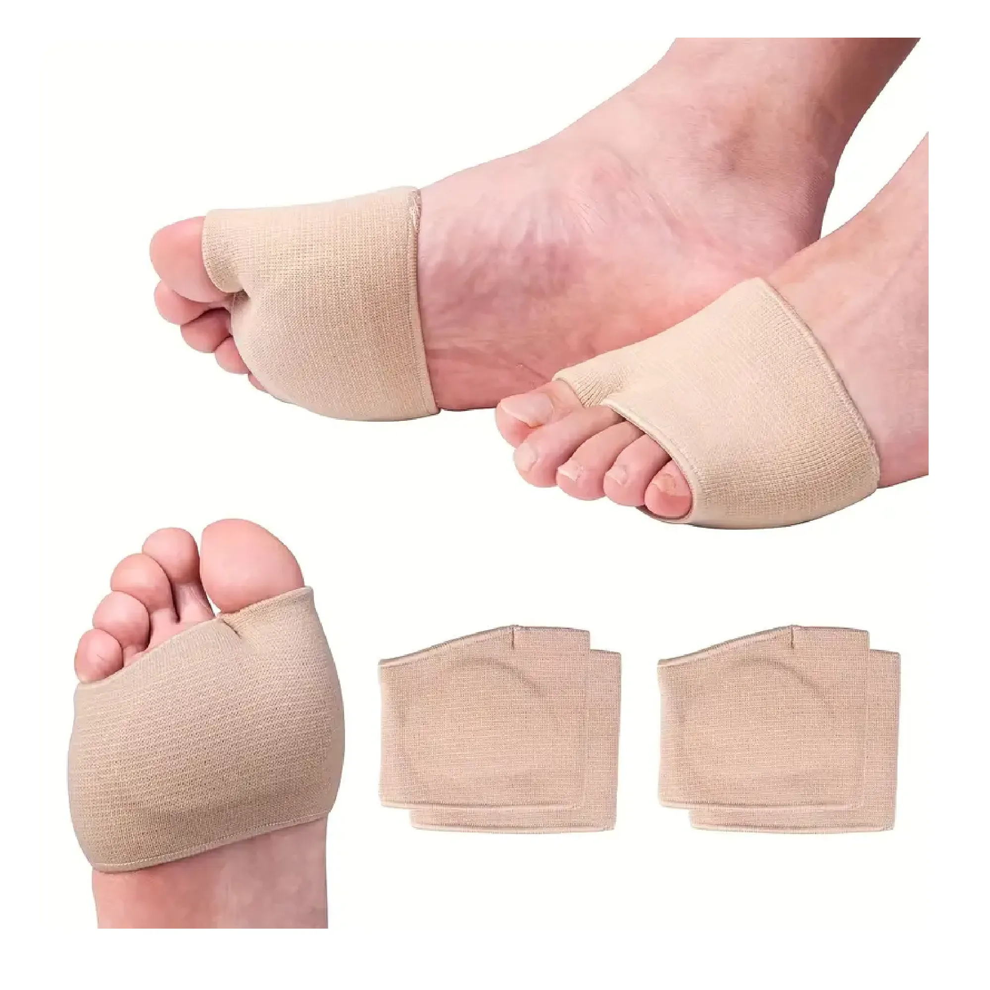 2 Pairs,Metatarsal Foot Pads For Men And Women - Ball Of Foot Relief Cushions For Sesamoiditis, Metatarsalgia, Morton Neuroma - Fabric Sleeves With Gel Inserts