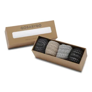 4 pack Grip Socks - Organic cotton - Dark Grey Melange, Black, Grey Melange, Sand