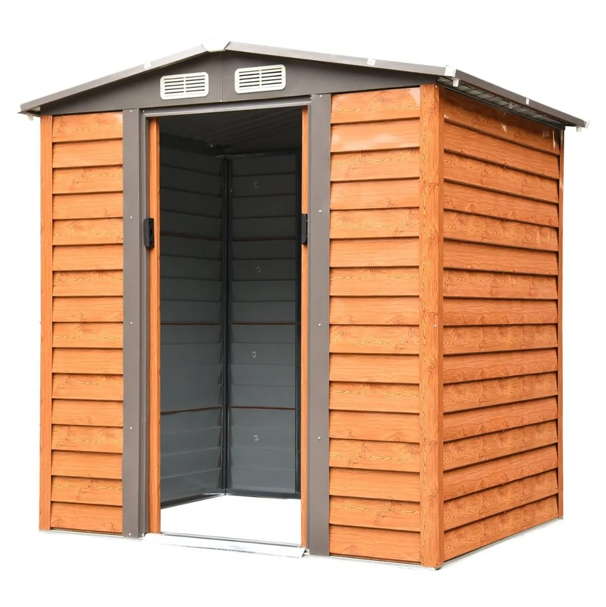 4.9 x 6.3ft Galvanized Steel Garden Shed - Brown