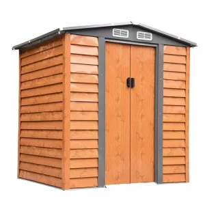 4.9 x 6.3ft Galvanized Steel Garden Shed - Brown