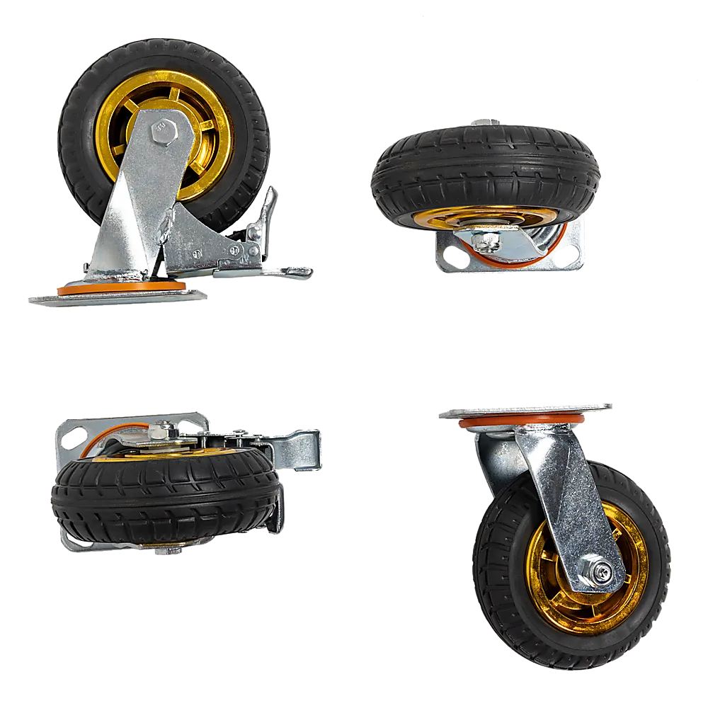 800KG Heavy-Duty Swivel Caster Wheels w/ 2 Brakes, 4 x 6" Rubber