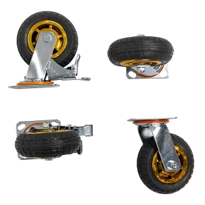 800KG Heavy-Duty Swivel Caster Wheels w/ 2 Brakes, 4 x 6" Rubber