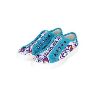 900-S028 Montana West Aztec Print Bling Canvas Shoes - By Case (12 Pairs/Case)