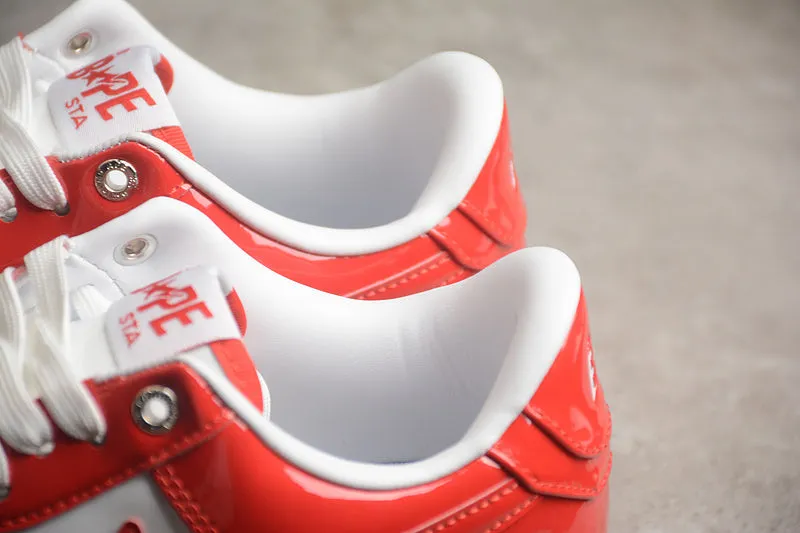 A Bathing Ape Bape Sta Patent Leather White Red (2023)