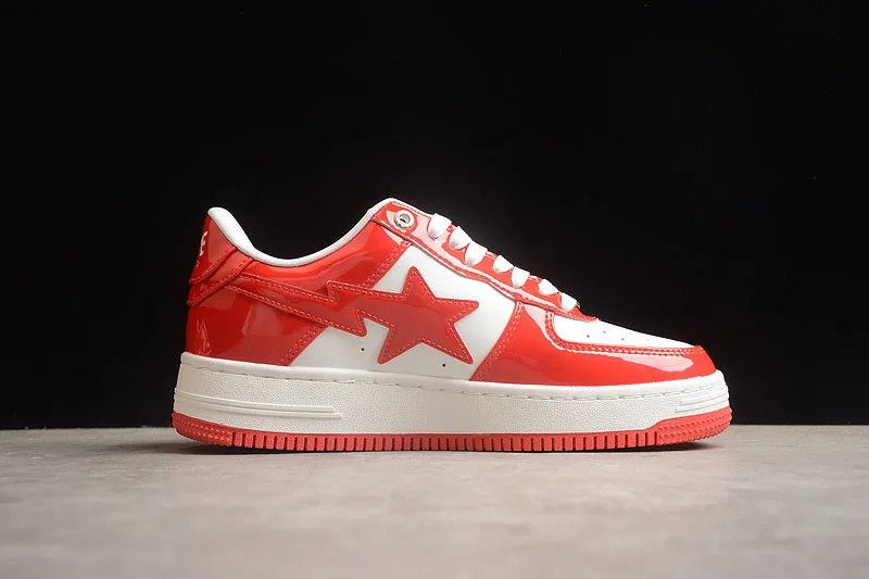 A Bathing Ape Bape Sta Patent Leather White Red (2023)