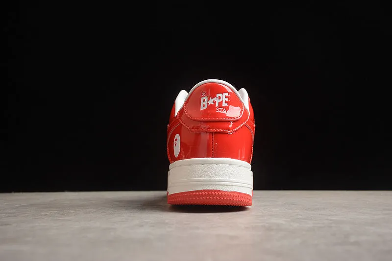 A Bathing Ape Bape Sta Patent Leather White Red (2023)