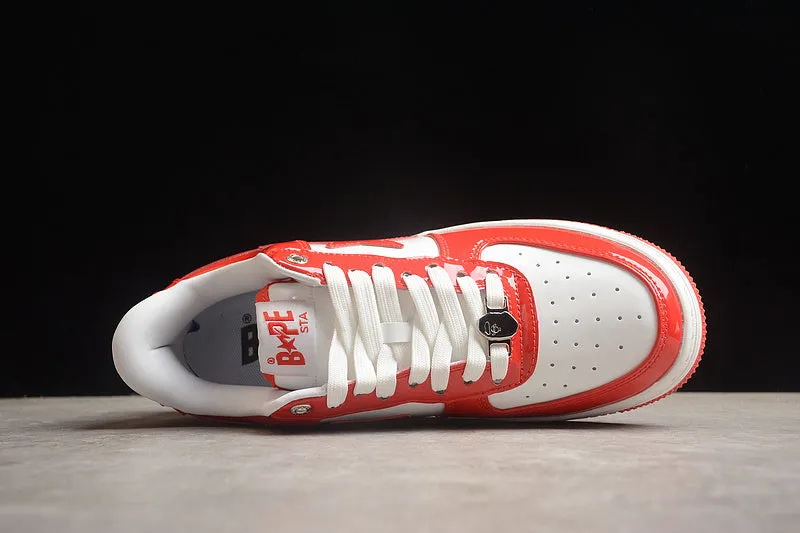 A Bathing Ape Bape Sta Patent Leather White Red (2023)