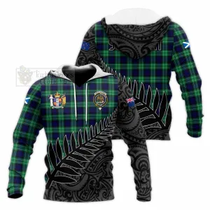 Abercrombie Crest Tartan Knitted Hoodie with New Zealand Silver Fern Half Style