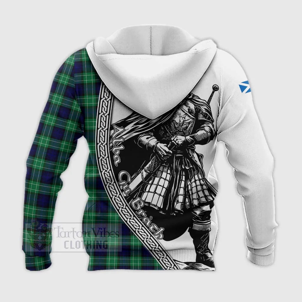 Abercrombie Tartan Clan Crest Knitted Hoodie with Highlander Warrior Celtic Style