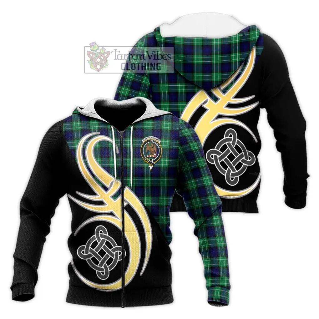 Abercrombie Tartan Knitted Hoodie with Family Crest and Celtic Symbol Style