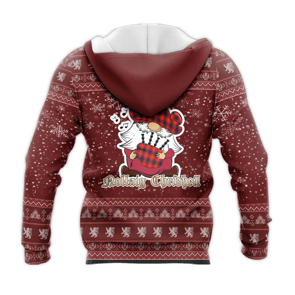 Abernethy Clan Christmas Knitted Hoodie with Funny Gnome Playing Bagpipes