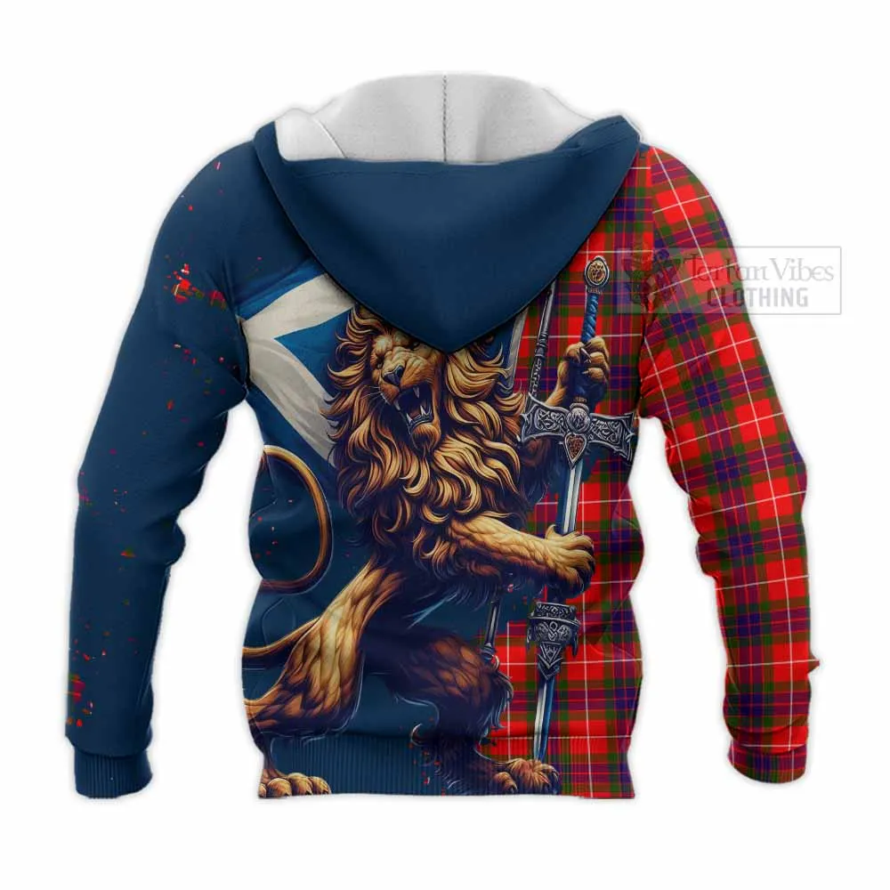 Abernethy Tartan Family Crest Knitted Hoodie with Scottish Majestic Lion