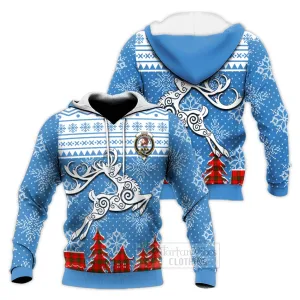 Adair Clan Christmas Knitted Hoodie Celtic Reindeer Style