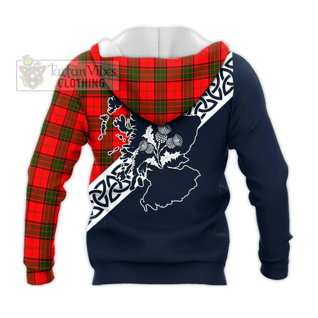 Adair Tartan Knitted Hoodie Featuring Thistle and Scotland Map