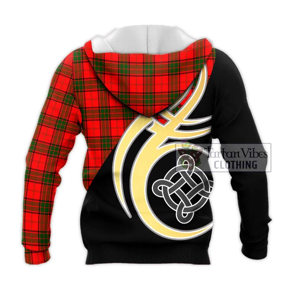 Adair Tartan Knitted Hoodie with Family Crest and Celtic Symbol Style