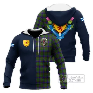 Adam Tartan Knitted Hoodie Alba with Scottish Lion Royal Arm Half Style