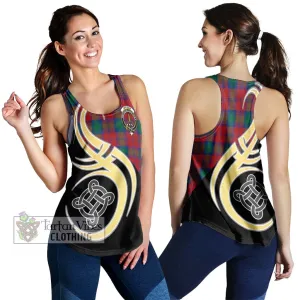 Affleck Tartan Women's Racerback Tanks with Family Crest and Celtic Symbol Style