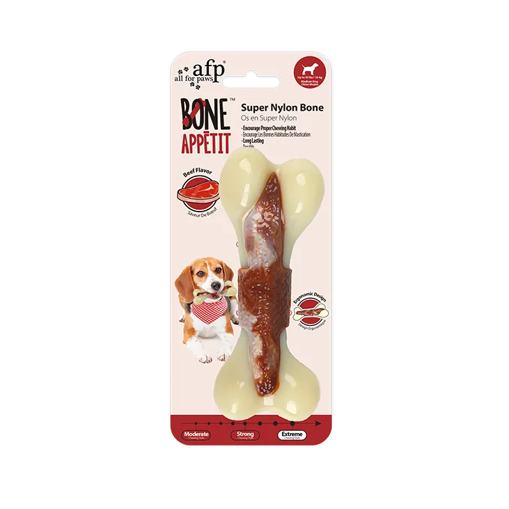 AFP Super Nylon Bone With Beef Flavour infused Dog Toy (Medium)