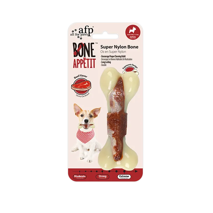 AFP Super Nylon Bone With Beef Flavour infused Dog Toy (Small)