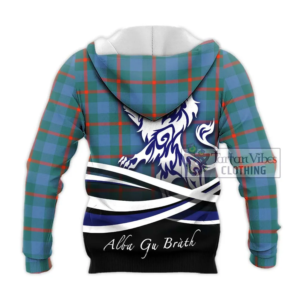 Agnew Ancient Tartan Knitted Hoodie with Alba Gu Brath Regal Lion Emblem