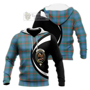 Agnew Ancient Tartan Knitted Hoodie with Family Crest Circle Style