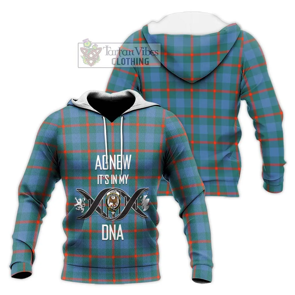 Agnew Ancient Tartan Knitted Hoodie with Family Crest DNA In Me Style