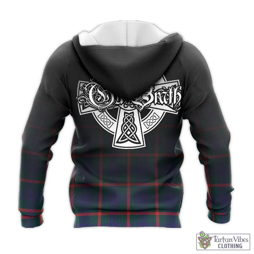 Agnew Tartan Knitted Hoodie Featuring Alba Gu Brath Family Crest Celtic Inspired