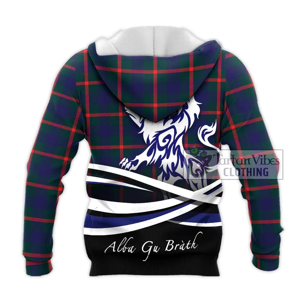 Agnew Tartan Knitted Hoodie with Alba Gu Brath Regal Lion Emblem