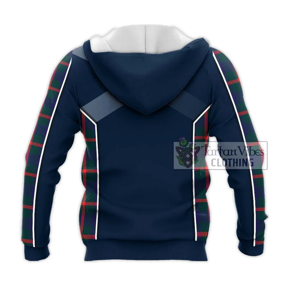 Agnew Tartan Knitted Hoodie with Family Crest and Lion Rampant Vibes Sport Style