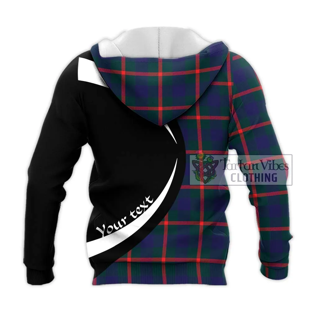 Agnew Tartan Knitted Hoodie with Family Crest Circle Style