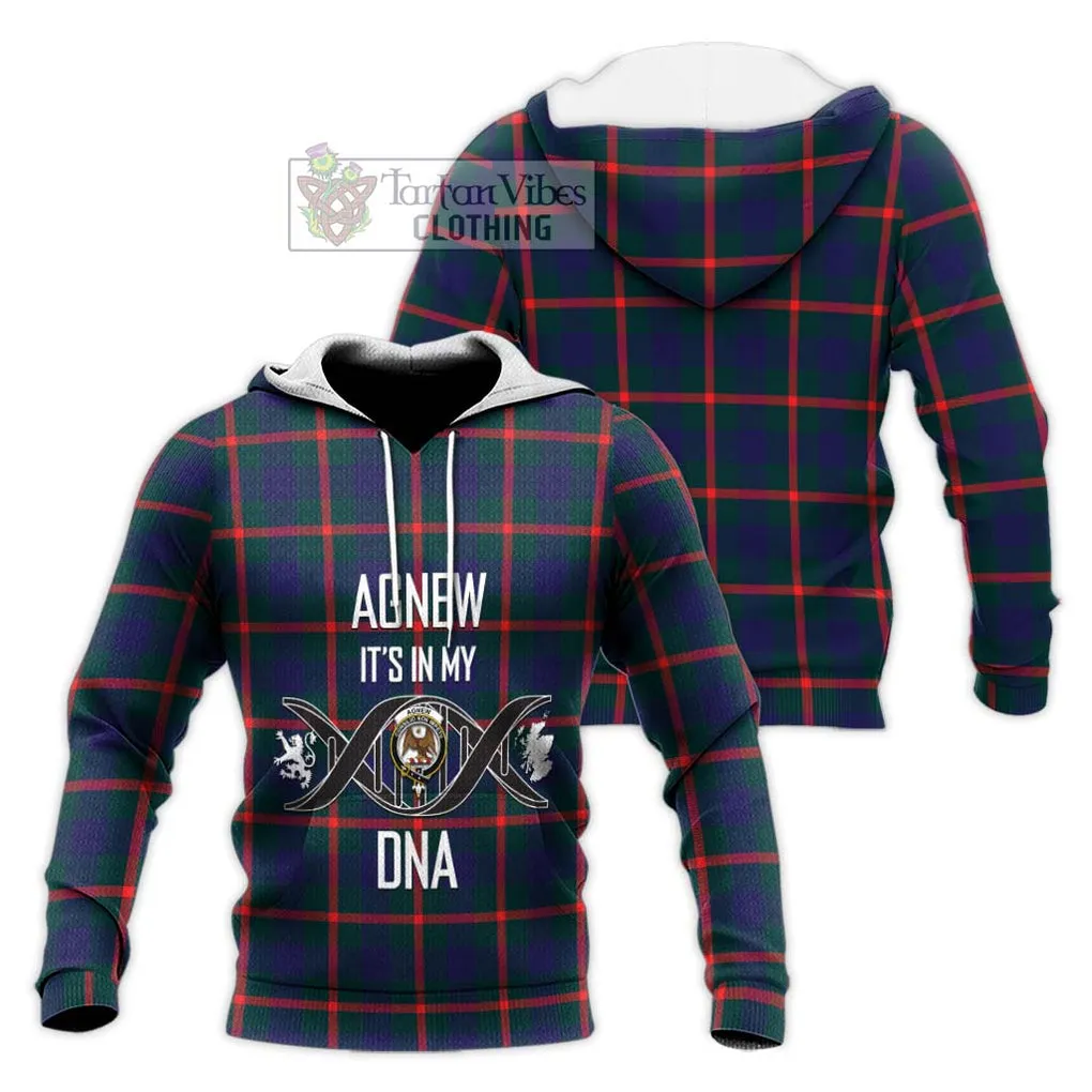 Agnew Tartan Knitted Hoodie with Family Crest DNA In Me Style