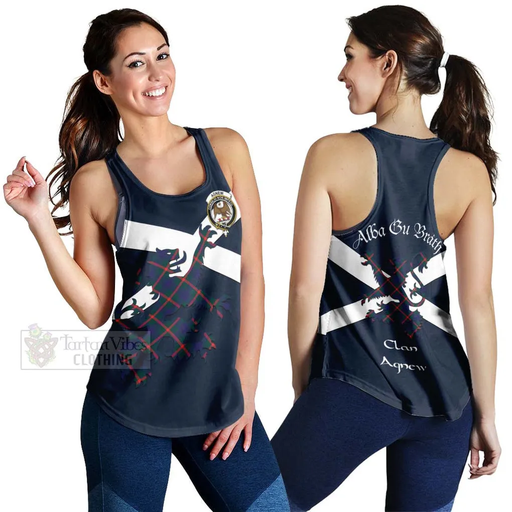 Agnew Tartan Lion Rampant Women's Racerback Tanks  Proudly Display Your Heritage with Alba Gu Brath and Clan Name