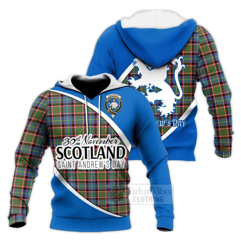 Aikenhead Family Crest Tartan Knitted Hoodie Celebrate Saint Andrew's Day in Style