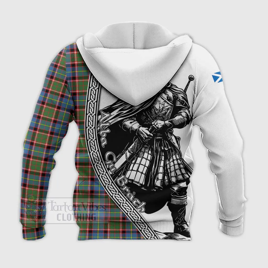 Aikenhead Tartan Clan Crest Knitted Hoodie with Highlander Warrior Celtic Style