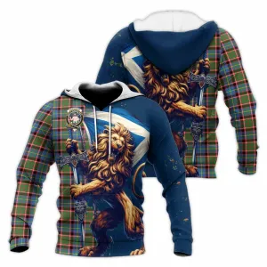 Aikenhead Tartan Family Crest Knitted Hoodie with Scottish Majestic Lion