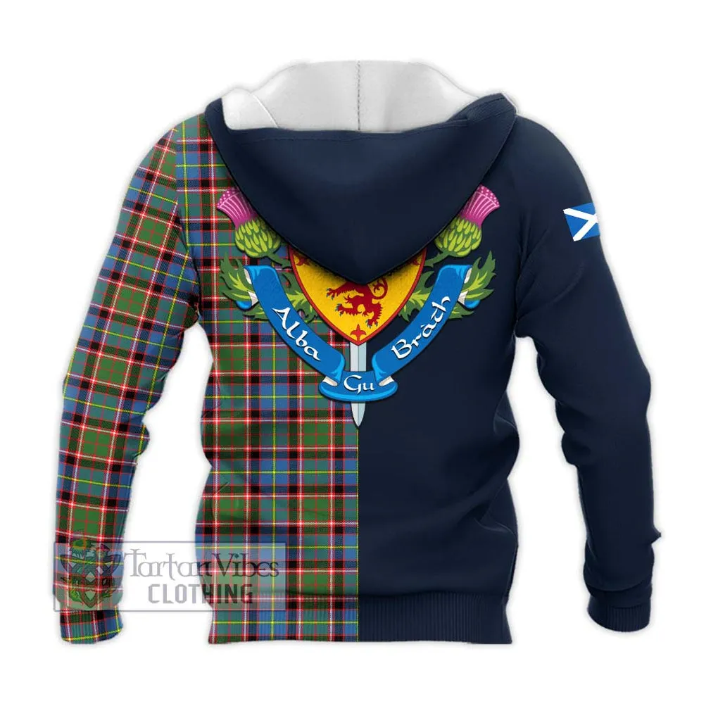 Aikenhead Tartan Knitted Hoodie Alba with Scottish Lion Royal Arm Half Style