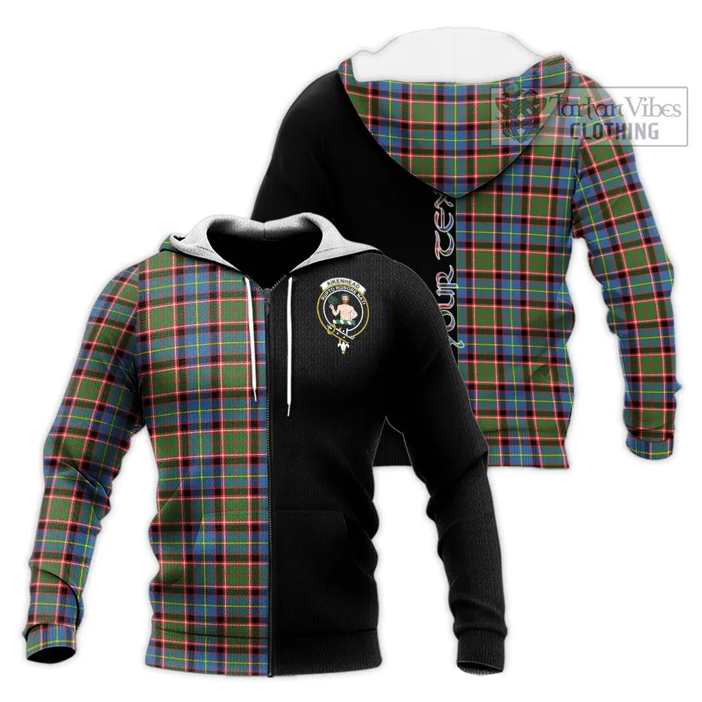 Aikenhead Tartan Knitted Hoodie with Family Crest and Half Of Me Style