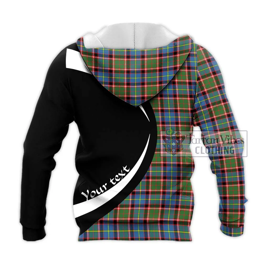 Aikenhead Tartan Knitted Hoodie with Family Crest Circle Style