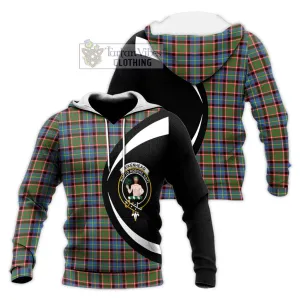 Aikenhead Tartan Knitted Hoodie with Family Crest Circle Style