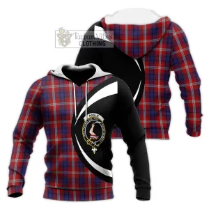 Ainslie Tartan Knitted Hoodie with Family Crest Circle Style