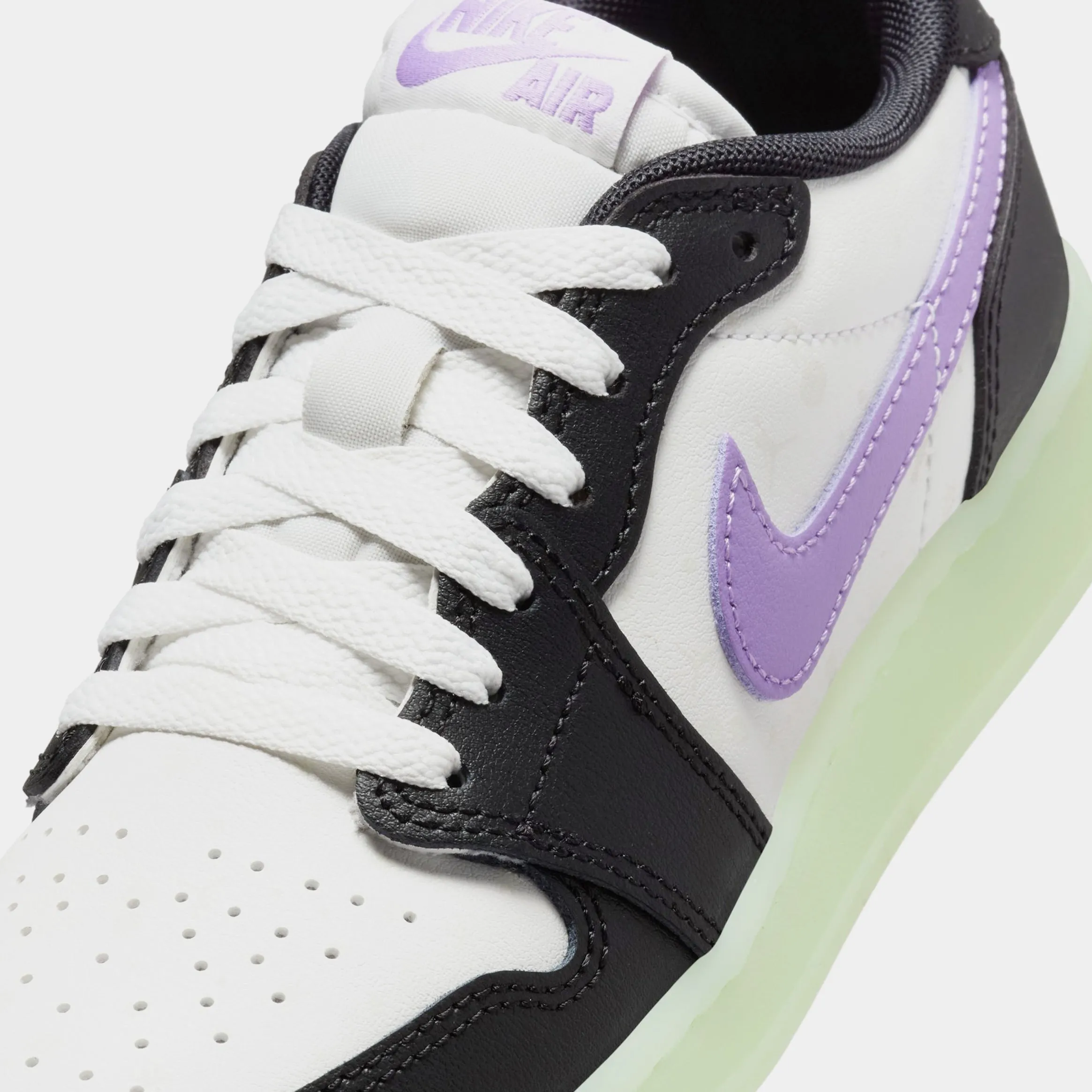 Air Jordan 1 Retro Low OG Black Raspberry Grade School Lifestyle Shoes (Black/Black Raspberry/Volt Tint)