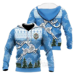 Aiton Clan Christmas Knitted Hoodie Celtic Reindeer Style