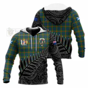 Aiton Crest Tartan Knitted Hoodie with New Zealand Silver Fern Half Style