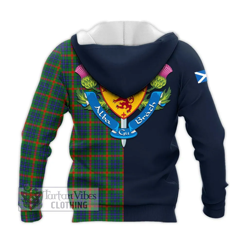 Aiton Tartan Knitted Hoodie Alba with Scottish Lion Royal Arm Half Style