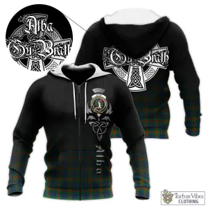 Aiton Tartan Knitted Hoodie Featuring Alba Gu Brath Family Crest Celtic Inspired