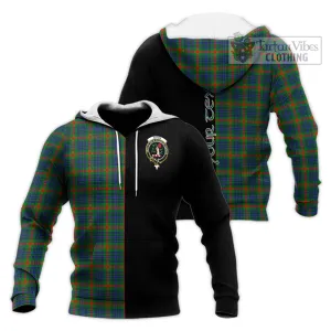 Aiton Tartan Knitted Hoodie with Family Crest and Half Of Me Style