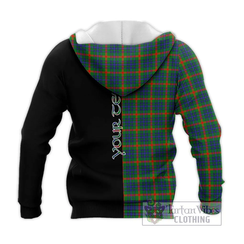 Aiton Tartan Knitted Hoodie with Family Crest and Half Of Me Style