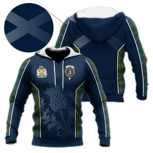 Aiton Tartan Knitted Hoodie with Family Crest and Scottish Thistle Vibes Sport Style