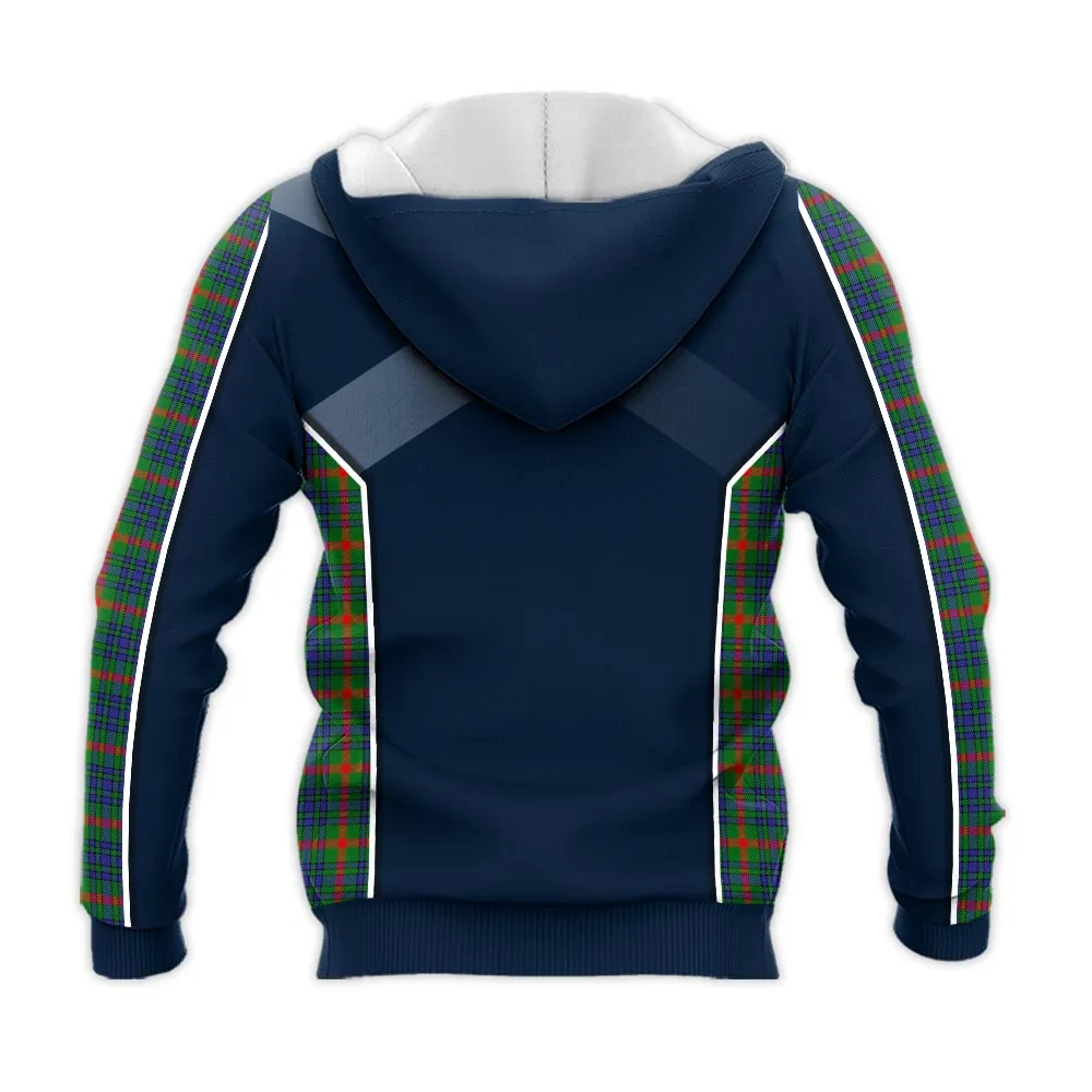 Aiton Tartan Knitted Hoodie with Family Crest and Scottish Thistle Vibes Sport Style